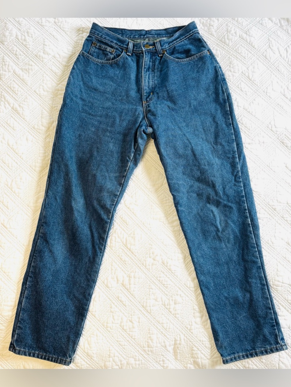 L.L.Bean Women’s Flannel Lined Straight Jeans Sz 10 30” Warm Medium Wash EUC